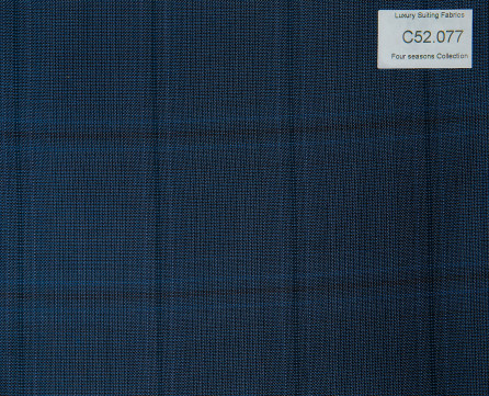 C52.077 Kevinlli Four Season Colletion - Vải 50% Wool - Xanh navy Caro